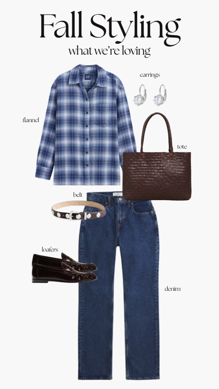 [9/17/26] Fall Styling | what we're loving | a blue plaid flannel, classic denim, loafers and a rich brown tote for fall days! 🍂

#LTKgrwm #LTKootd #LTKSeasonal