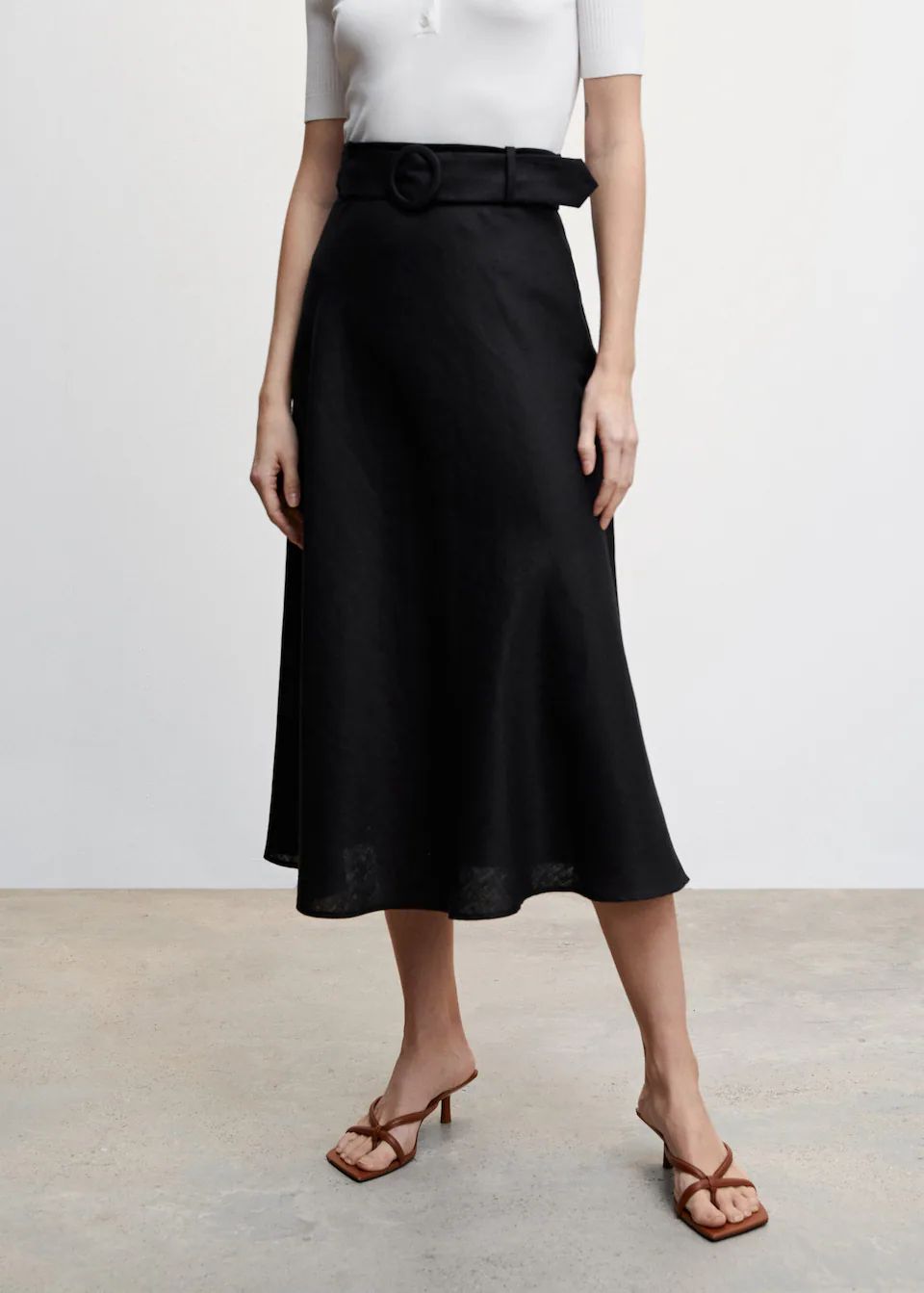 Belted linen skirt | MANGO (US)