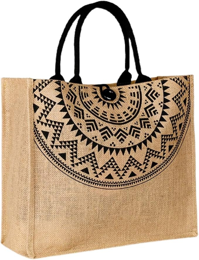 Reusable tote, Jute bag, shopping bag, grocery bag, foldable shopping bag, beach bag, picnic tote | Amazon (US)