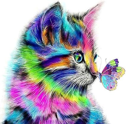 DIY 5D Diamond Painting Full Kits, Cat Butterfly Crystal Rhinestone Embroidery Pictures Arts Craf... | Amazon (US)