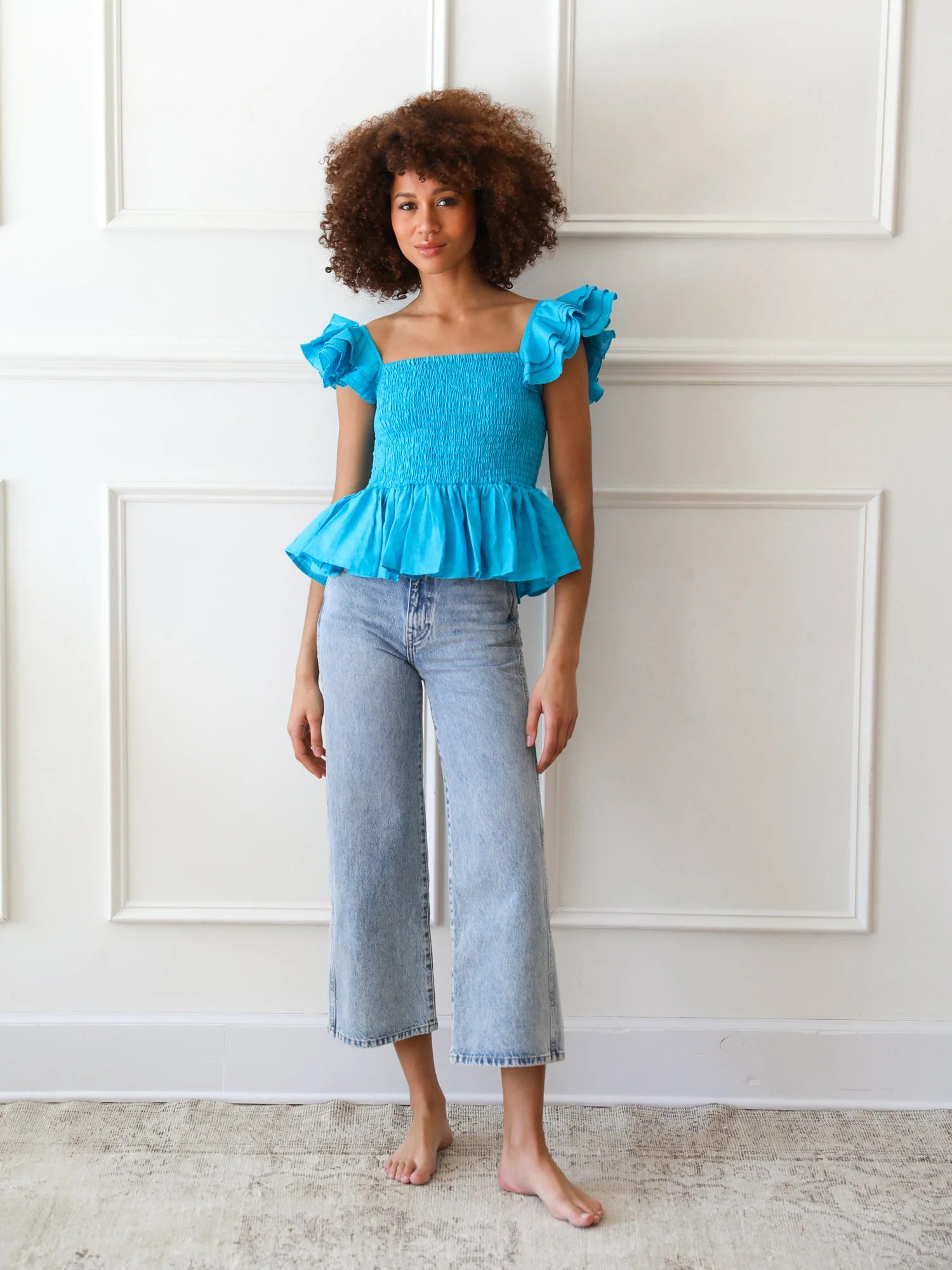 Athena Top in Aqua Linen | Mille