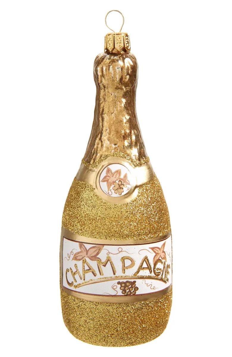 Champagne Bottle Glass Ornament | Nordstrom