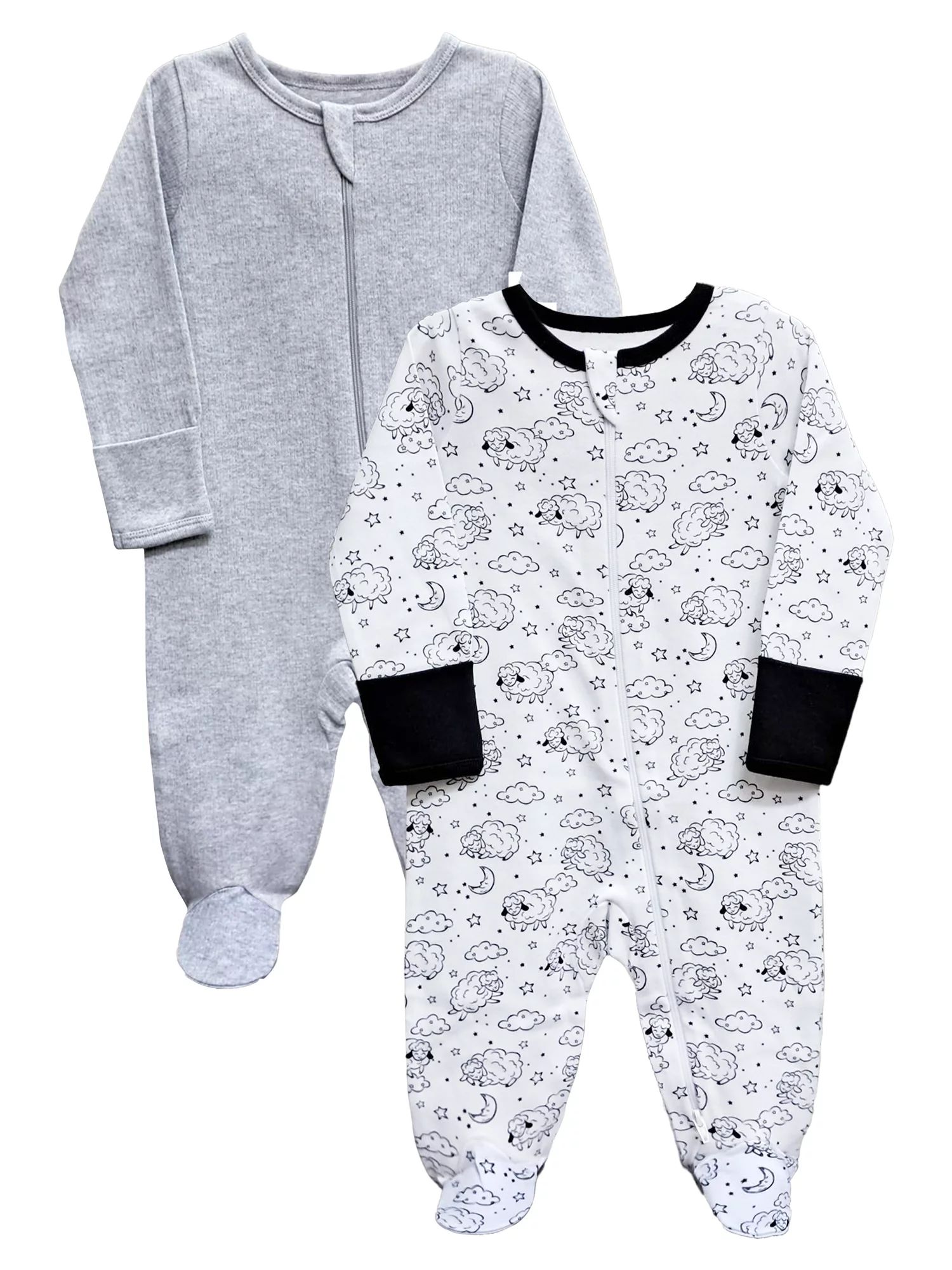 Wonder Nation Baby Boys Sleep N Play Footed Pajamas, 2-Pack, Preemie- 6/9M | Walmart (US)
