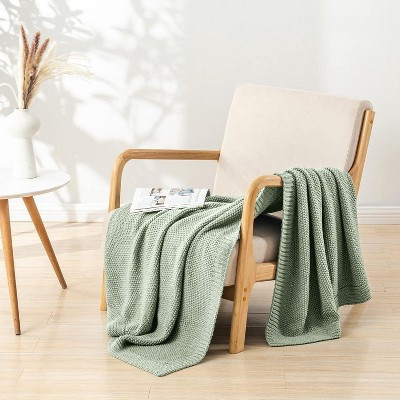 Blue Sofa Blanket, Soft and Cozy Cable Knit Blanket, Lightweight Warm Decorative Farmhouse Christmas Blanket Sage 50"x60" | Target