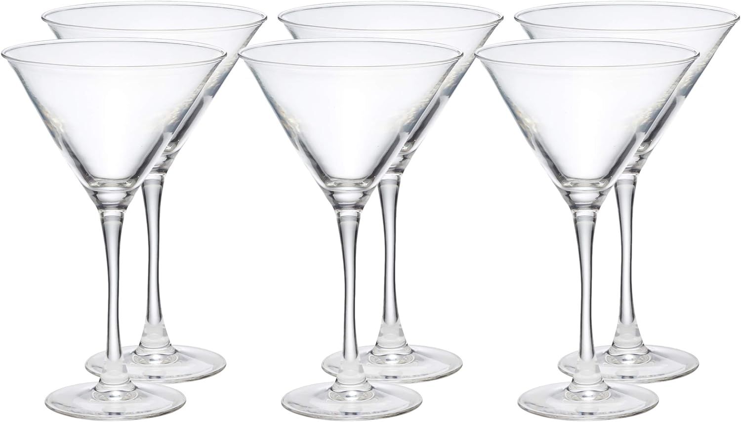Amazon Basics Chelsea Martini Glass Set, 10-Ounce, Set of 6, Clear | Amazon (US)