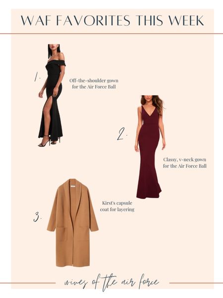 This weeks favorites from our military spouse community! Some of the best gowns for the Air Force Ball and a perfect coatigan for fall!

#LTKunder100 #LTKSeasonal