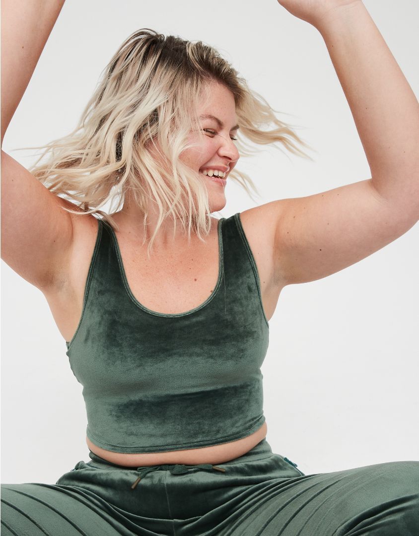 OFFLINE After Party Velour Longline Sports Bra | American Eagle Outfitters (US & CA)