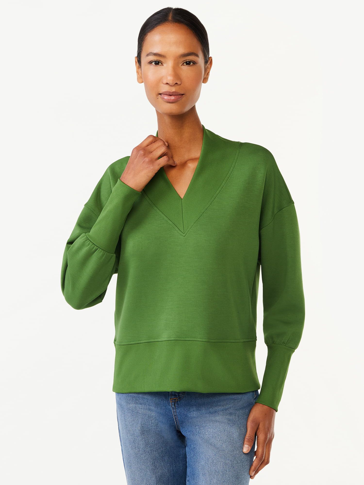 Scoop Women's Scuba Knit Sweatshirt - Walmart.com | Walmart (US)