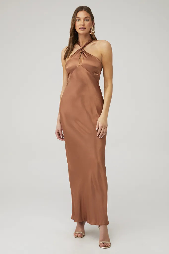LA LUNE HIGH NECK TWIST MAXI DRESS | FashionPass