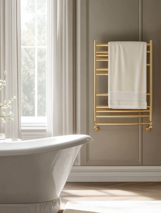 Bathroom refresh doesn’t have to mean a full renovation.

Sometimes, one statement piece is all it takes.

This elegant gold towel warmer instantly transforms a simple bathroom into a refined, spa-like space. Against soft neutral walls and a classic freestanding tub, the warm gold finish adds just the right touch of luxury without overpowering the room.

It’s practical.
It’s beautiful.
It’s elevated living in the smallest details.

Imagine stepping out of the bath and wrapping yourself in a perfectly warm towel. That’s not just design — that’s experience.

Even in the most minimal powder room, a gold towel warmer becomes the focal point. It brings warmth, texture, and a subtle glow that feels high-end and intentional.

Proof that practical and elegant can absolutely exist at the same time.

#BathroomRefresh #PowderRoomDesign #LuxuryBathroom #GoldAccents #BathroomUpgrade #ModernClassic #SpaLikeHome #ElegantInteriors #HomeDetails #BathroomInspo #StatementPiece #TimelessDesign #InteriorStyling #RefinedLiving #GoldDecor 

 #LTKHome