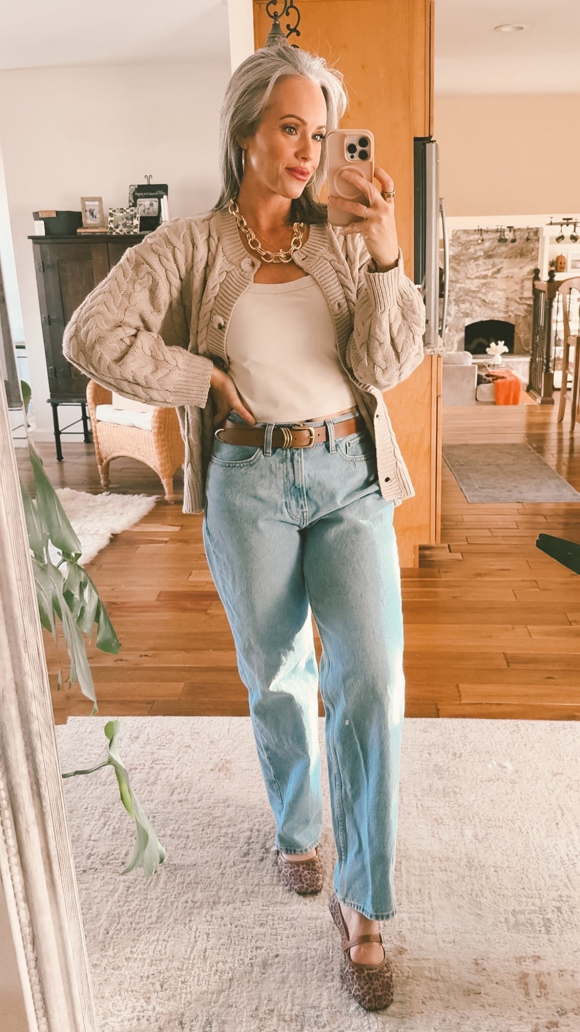 Jeans: Abercrombie mid rise slouchy jean, got the curve love and my true size 27 R, they are suppose to be a little loose, wish I would have sized down one.
Tank: sized up to a medium, could have stayed in a small
Cardigan: sized up to a large, could have stayed in a small for more of a cropped cardigan, it’s so soft! #cardigan #abercrombiedenim #abercrombiejeans 

#LTKgrwm #LTKmomlife #LTKOver40