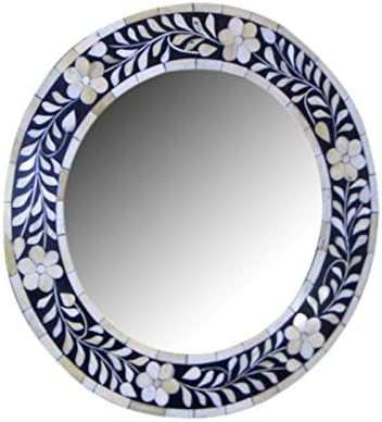Antique Rustic Bone Inlay Round Mirror Frame Blue Handmade Inlay Furniture | Amazon (US)
