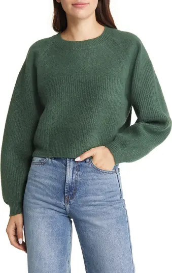Mixed Stitch Balloon Sleeve Crop Sweater | Nordstrom