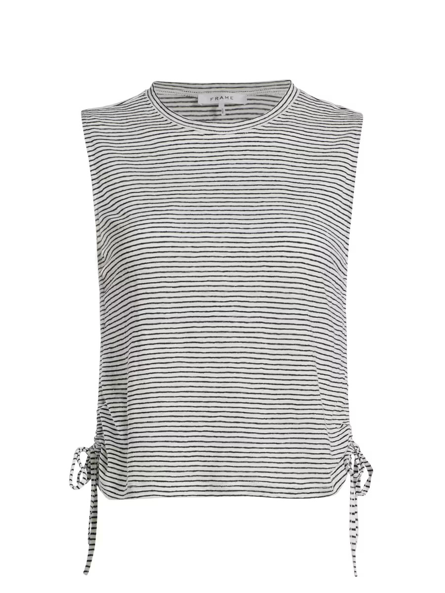 Striped Linen Muscle Tee | Saks Fifth Avenue