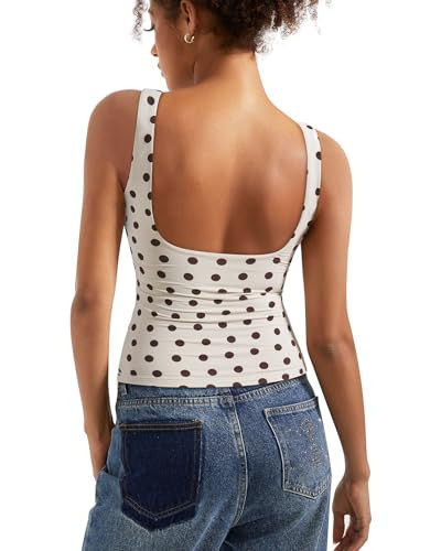 SUUKSESS Women Padded Open Back Boat Neck Tank Tops Double Lined Basic Shirts | Amazon (US)