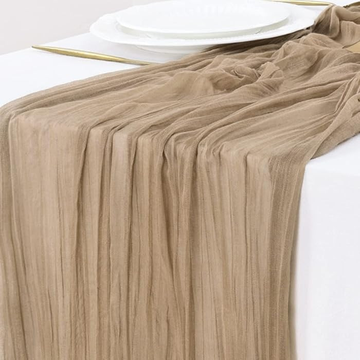 Socomi 3pcs Nude Brown Cheesecloth Table Runner Fall Thanksgiving Boho Rustic Gauze 120 inch 10FT... | Amazon (US)