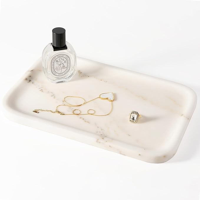 Koville Marble Tray, 12"x8" Marble Vanity Tray for Bathroom Kitchen Countertop, Rectangular Stone... | Amazon (US)