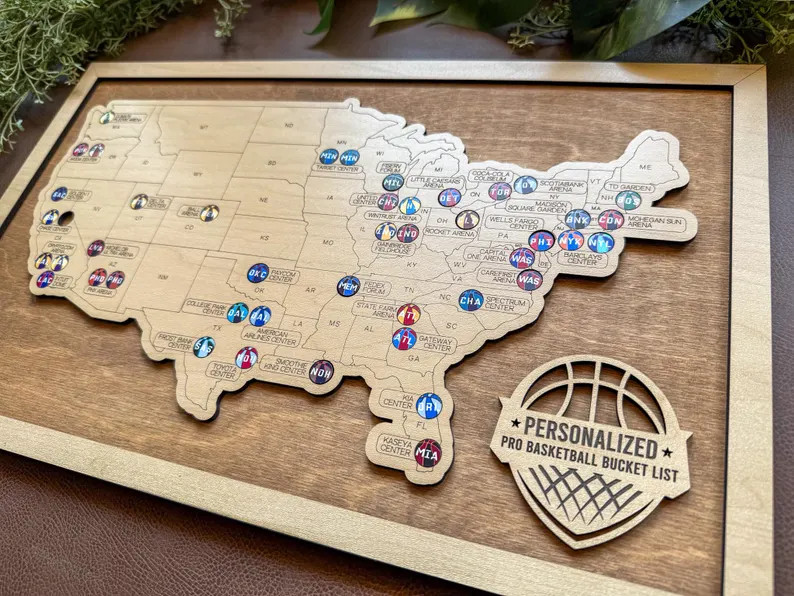 Basketball Stadium Bucket List Map – Wooden Tracker With Tokens – Gift for Pro Hoops Fans Vis... | Etsy (US)
