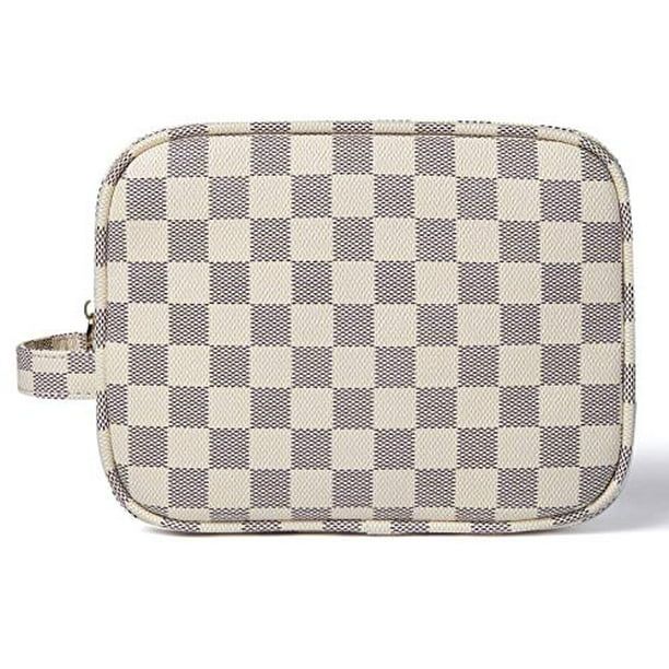 Daisy Rose - Daisy Rose Luxury Checkered Make Up Bag | PU Vegan Leather Cosmetic toiletry Travel ... | Walmart (US)
