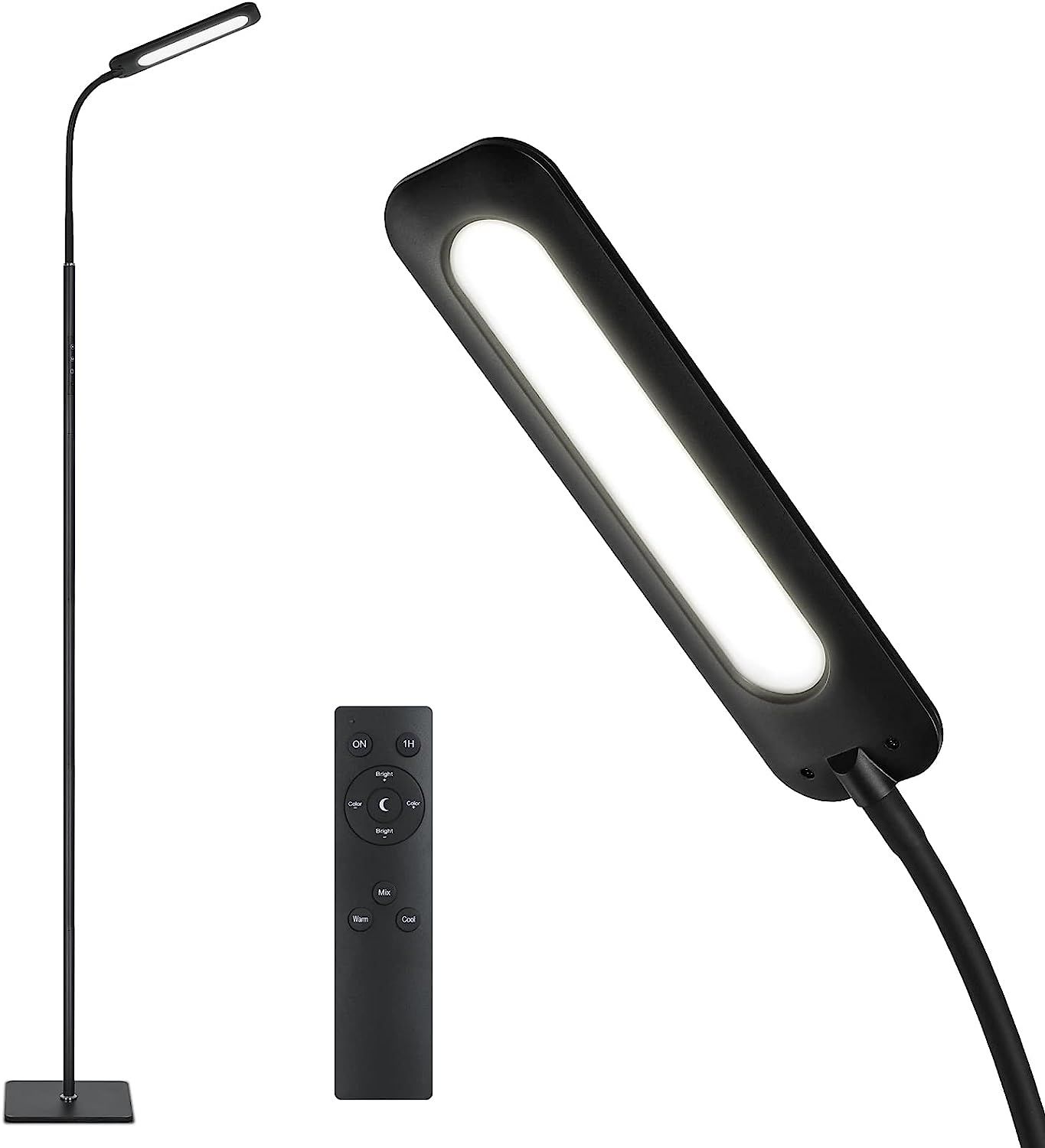 ALongDeng LED Floor Lamp with Adjustable Gooseneck, Height Adjustable Modern Standing Lamp, 10 Br... | Amazon (US)