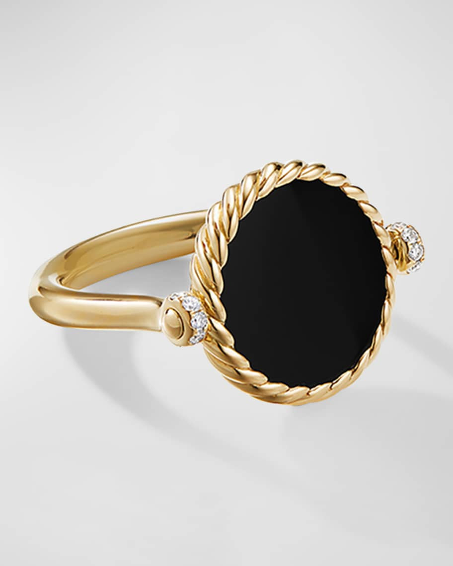 David Yurman DY Elements Swivel Ring  with Black Onyx and Mother of Pearl in 18K Gold | Neiman Marcus