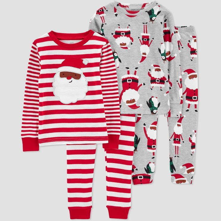 Carter's Just One You® Toddler Boys' 4pc Striped Santa Pajama Set - Red | Target
