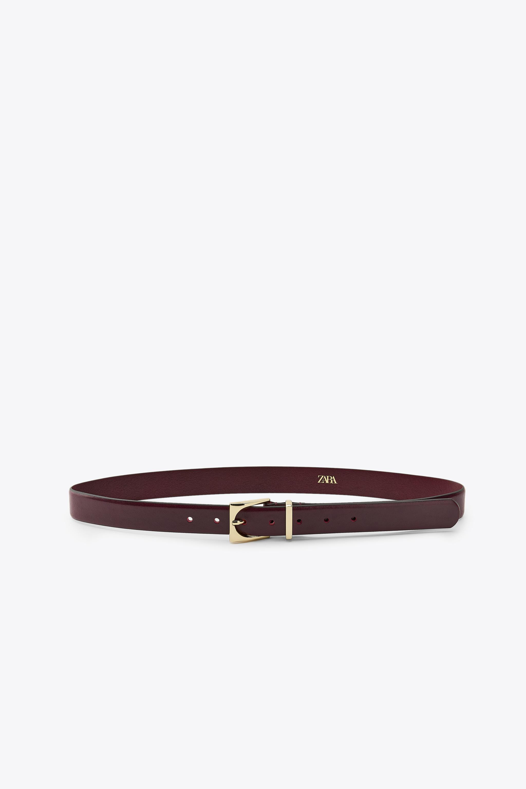 LEATHER BELT WITH GEOMETRIC BUCKLE | Zara US