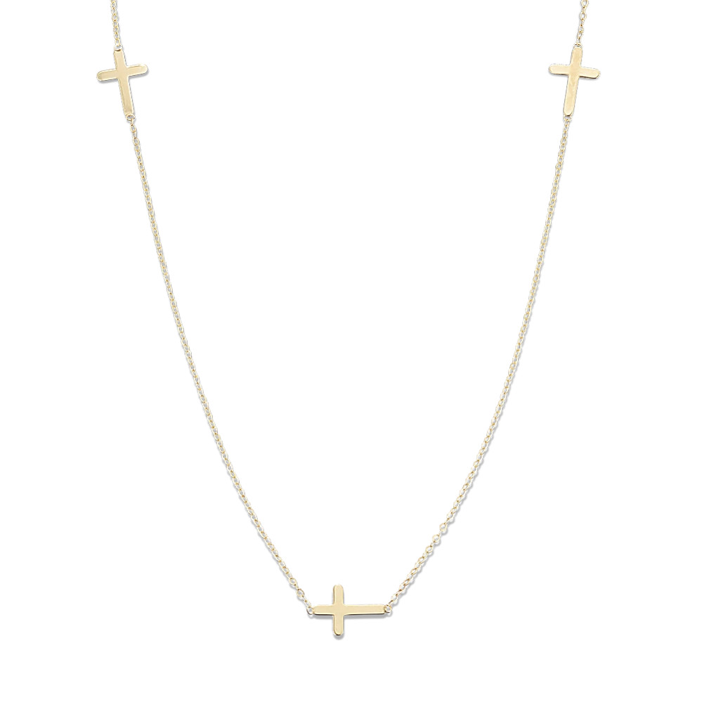 Shiloh 14K Yellow Gold Cross Necklace | Shane Co