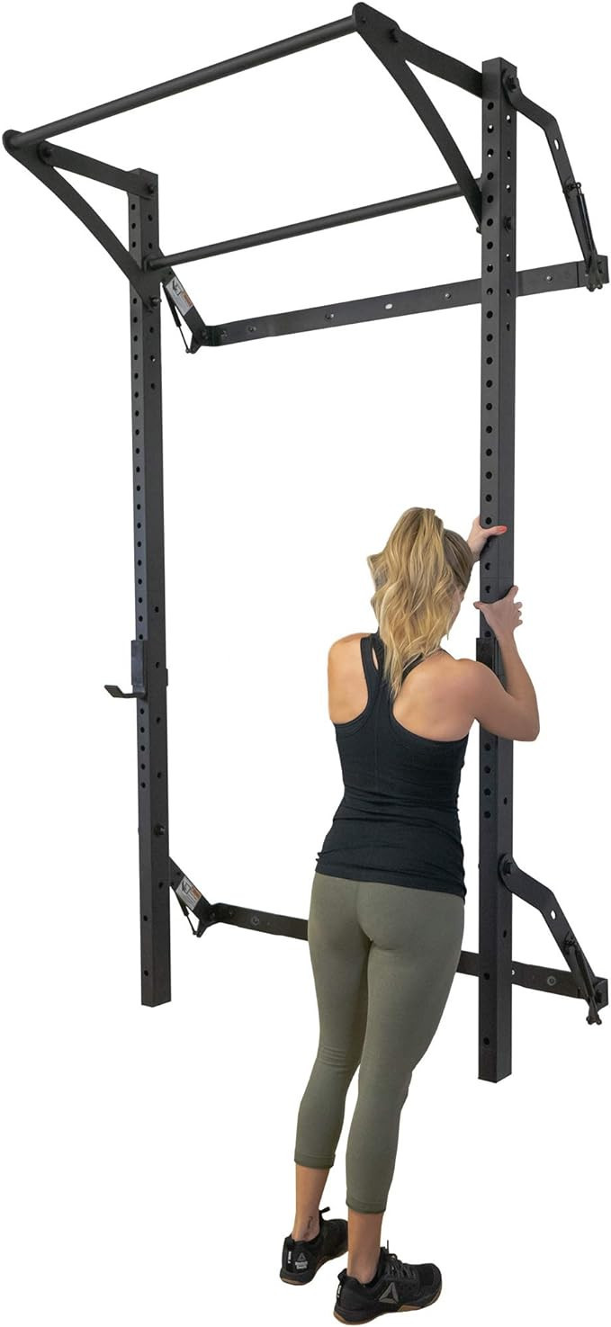 Murphy Fold Up Squat Rack with Pull Up Bar Folding Wall Mounted Space Saving Fitness Workout Gym ... | Amazon (US)