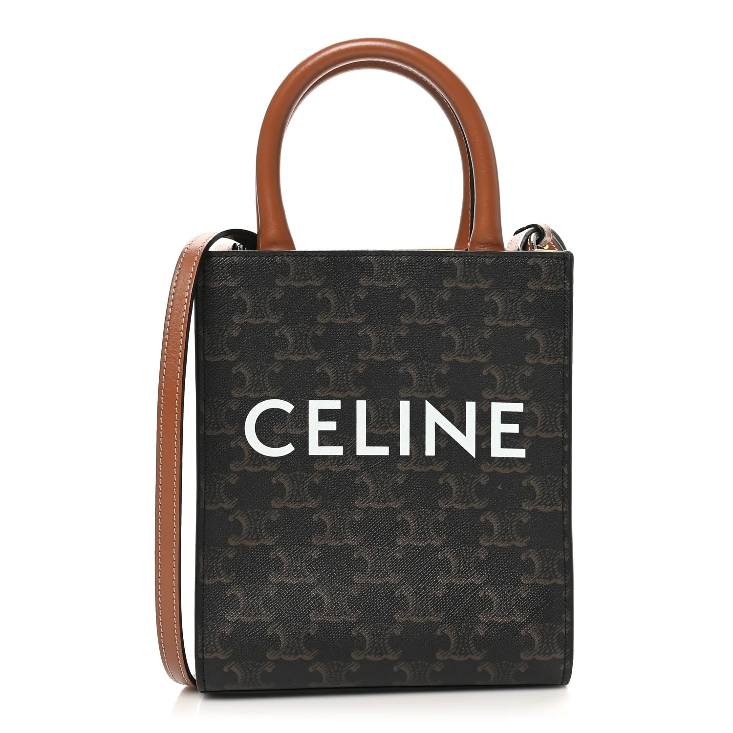 Triomphe Canvas Calfskin Mini Vertical Cabas Tan | FASHIONPHILE (US)