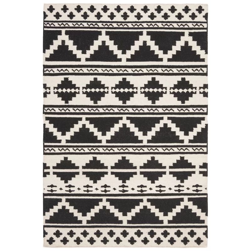 Rodgers Hand-Knotted Wool Black/Ivory Area Rug | Wayfair North America