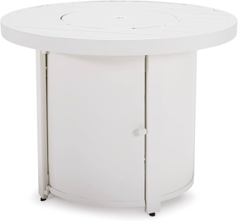 Signature Design by Ashley Outdoor Sundown Treasure Round Fire Pit Table, White | Amazon (US)