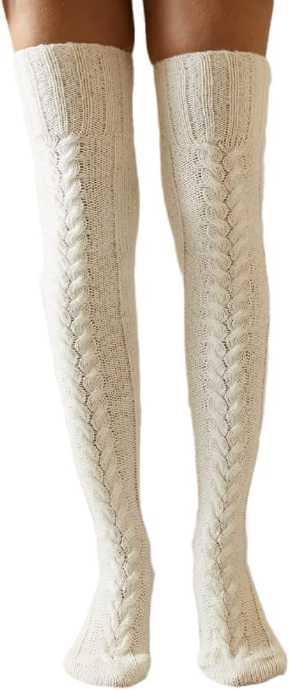 NUFIWI Women's Cable Knit Thigh High Socks Thick Winter Warm Leg Warmers Boot Extra Long Over Kne... | Amazon (US)
