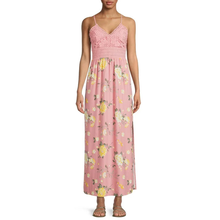 No Boundaries Juniors' Lace Bodice Maxi Dress | Walmart (US)