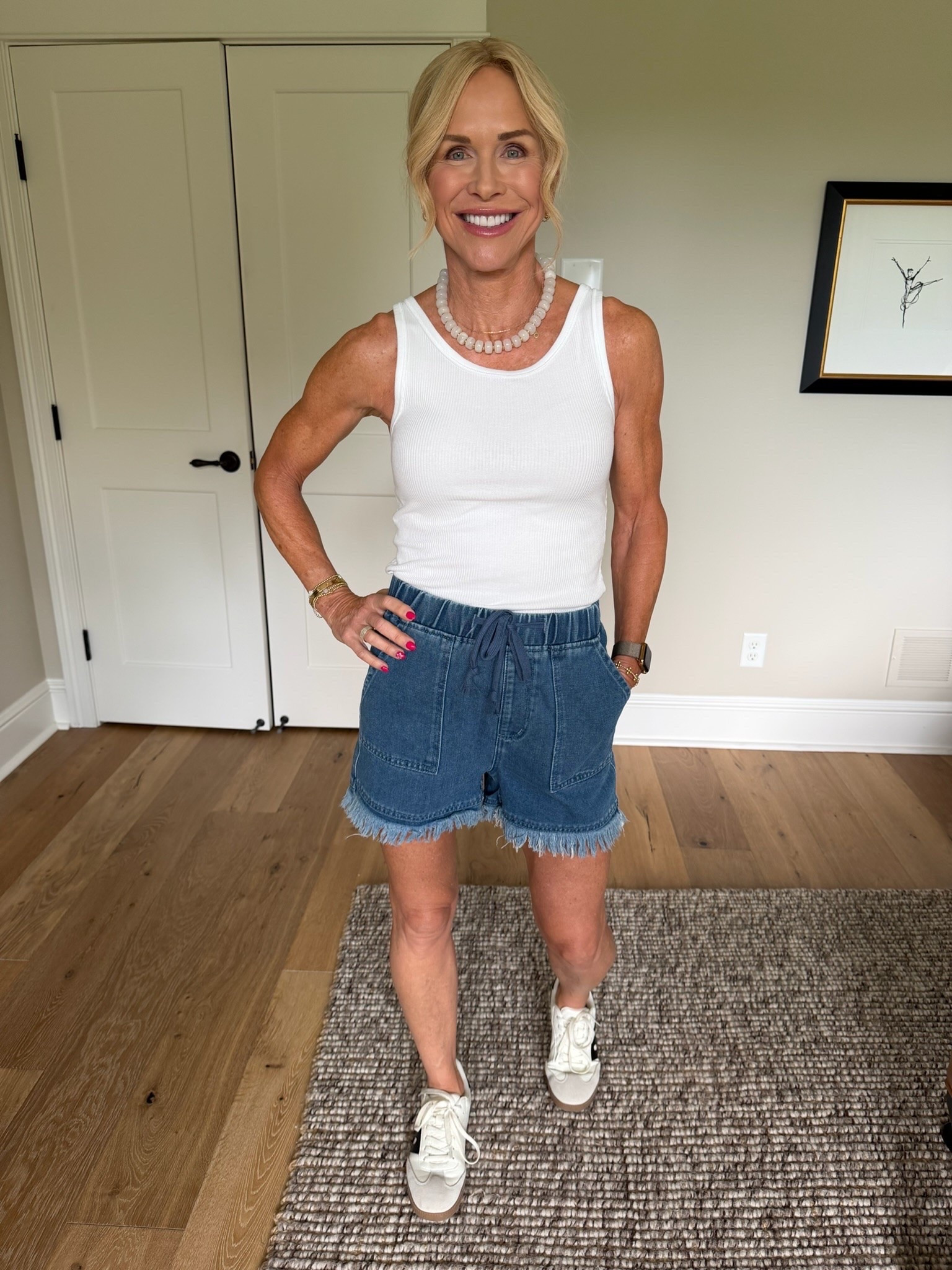 Love when I find a cute pair of affordable AND adorable high-waisted shorts - from Target! Pair with a white tank, chunky necklace, and tennis and you’re all set for a summer night out!

#LTKdayinmylife #LTKgrwm #LTKootd