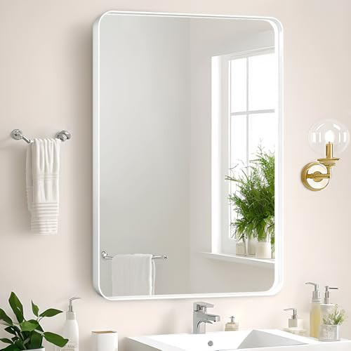 Rosynee Bathroom Mirror 24x36 Inch - Over Sink White Rectangular Metal Frame Mirror for Bathroom Wall, Matte Framed Large Rectangle Vanity Mirror for Restroom, Living Room, Entryway Decor | Amazon (US)