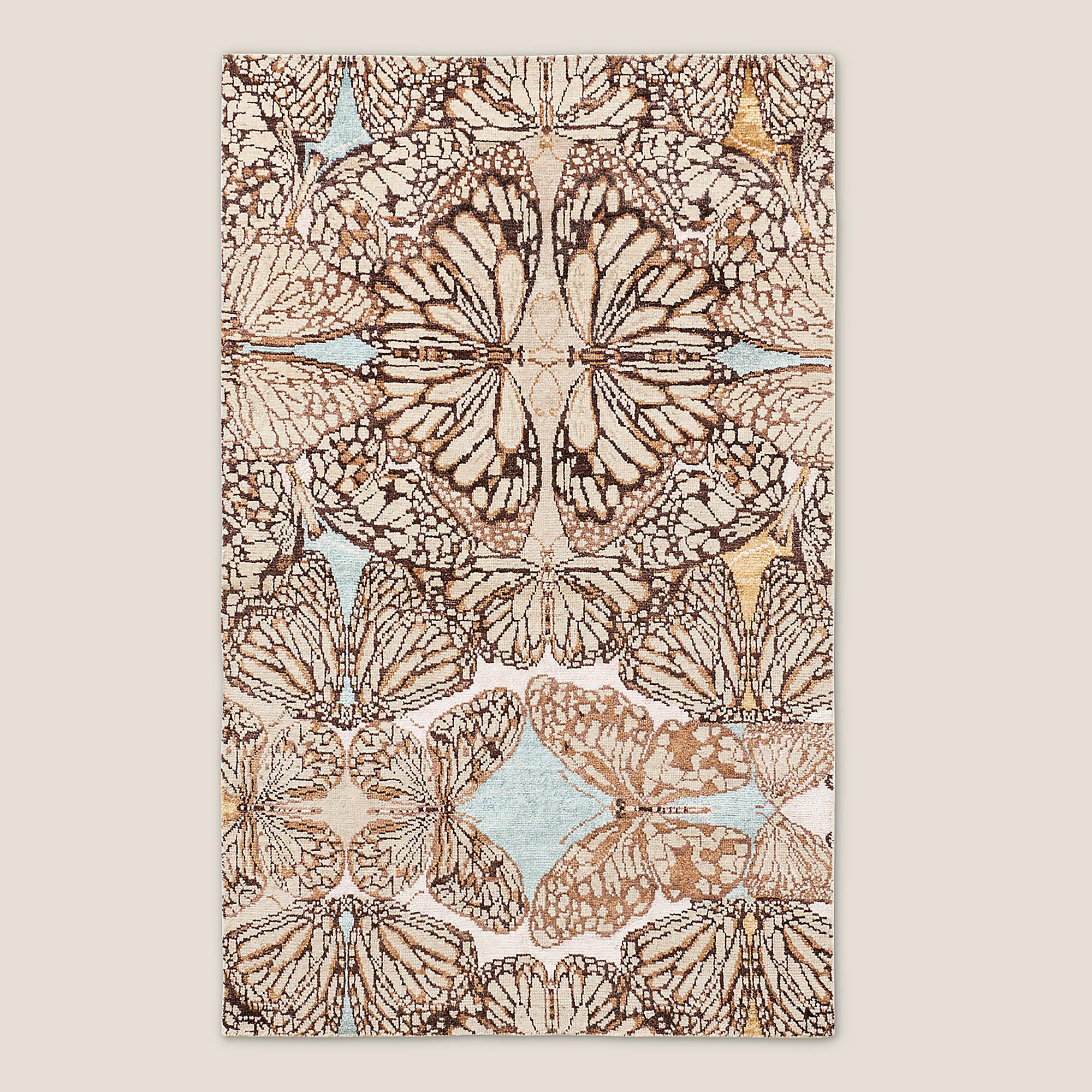 Papillio Brown and Light Teal Wool and Viscose Area Rug 5'x8' | CB2 | CB2