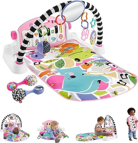 Fisher-Price Baby Musical Toy Set Glow and Grow Kick & Play Piano Gym Pink Playmat with 2 Rattle Maracas for Newborns Ages 0+ Months | Amazon (US)