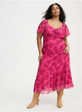 Flutter Sleeve Tie Front Maxi Dress | Torrid (US & Canada)