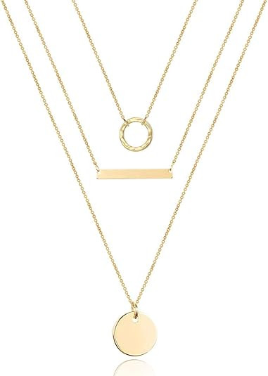 Turandoss Dainty Layered Choker Necklace, Handmade 14K Gold Plated Y Pendant Necklace Multilayer ... | Amazon (US)