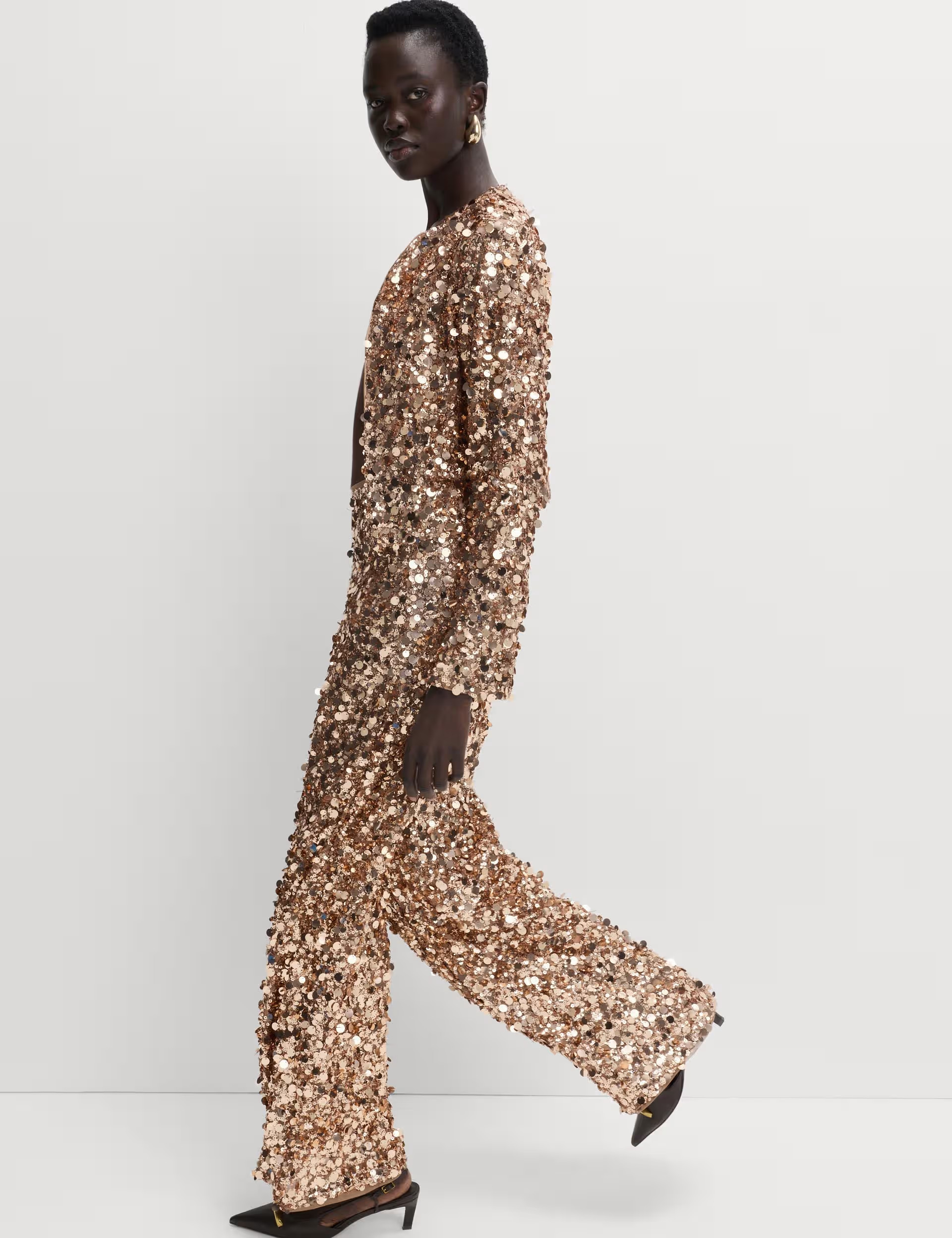 Sequin Wide Leg Trousers | M&S | M&S | Marks & Spencer (UK)