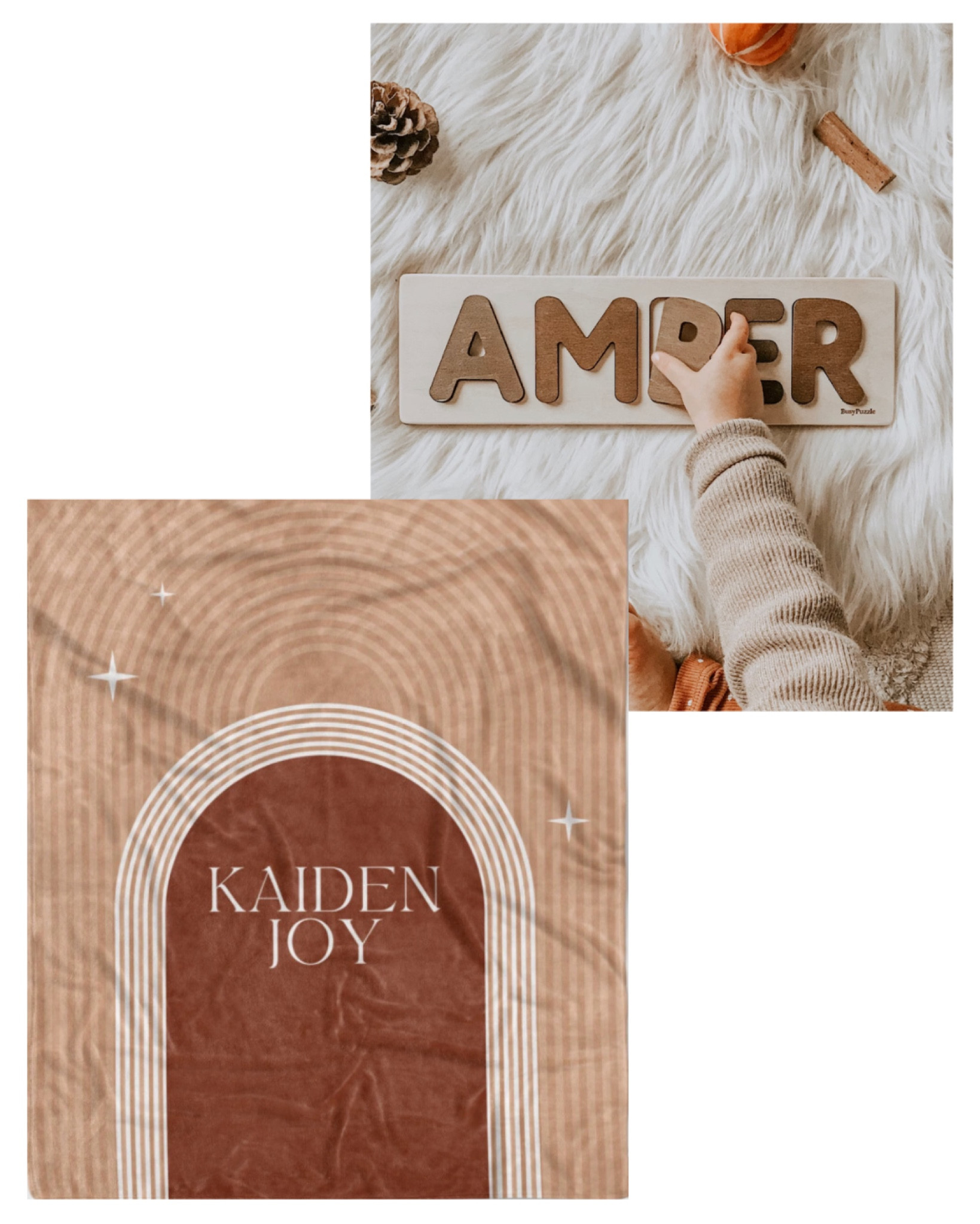 boho custom name blanket & custom neutral wooden name puzzle 

#LTKfamily #LTKbaby #LTKkids