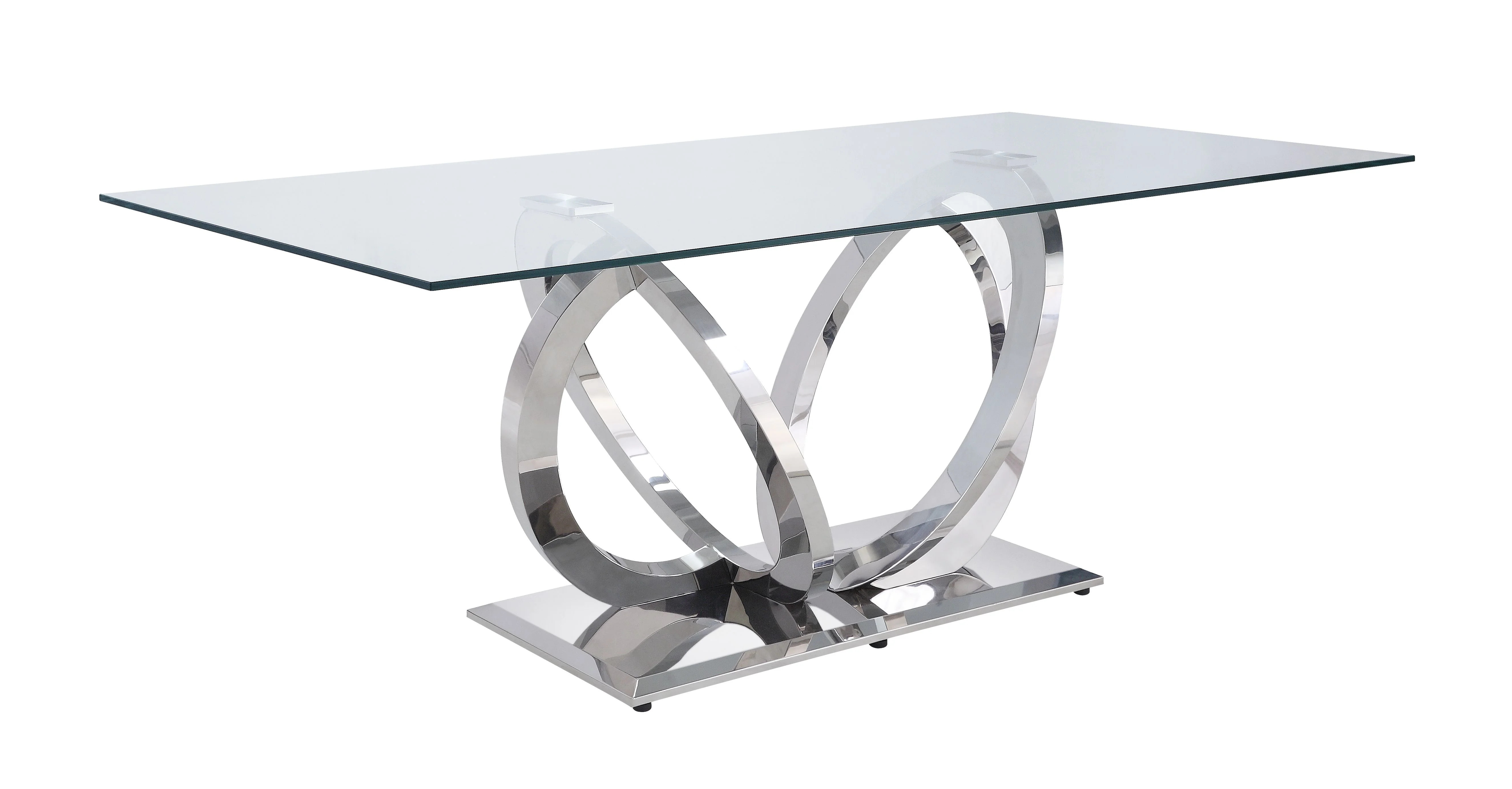 ACME Finley Dining Table in Clear Glass and Mirrored Silver Finish | Walmart (US)