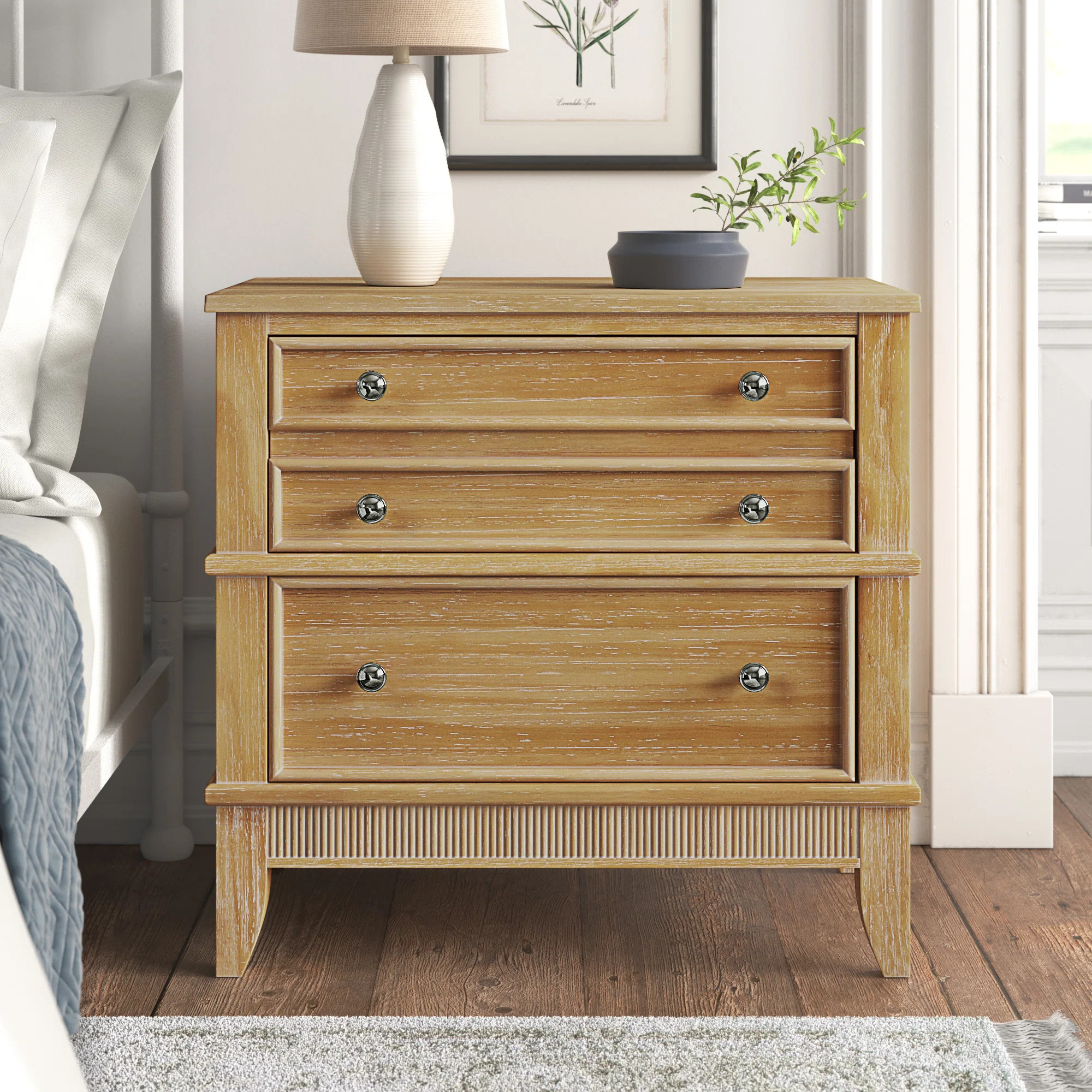 Kelly Clarkson Home Giverny 3 - Drawer Solid Wood Nightstand in Natural Wood & Reviews | Wayfair | Wayfair North America