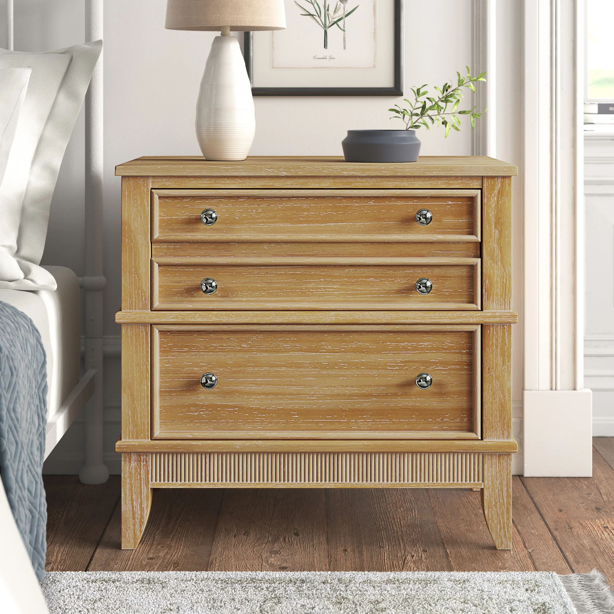 Kelly Clarkson Home Giverny 3 - Drawer Solid Wood Nightstand in Natural Wood | Wayfair | Wayfair North America