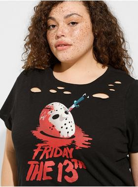 Warner Bros Friday The 13th Relaxed Fit Destructed Tee | Torrid (US & Canada)