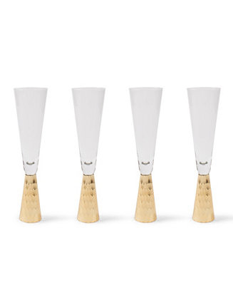8 Oak Lane Glass Hammered Champagne Flute, 4 Piece Set - Macy's | Macy's