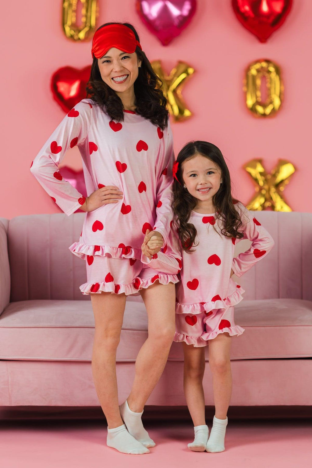 Mom & Me - Pink Ruffle Heart Pajamas | Sparkle In Pink