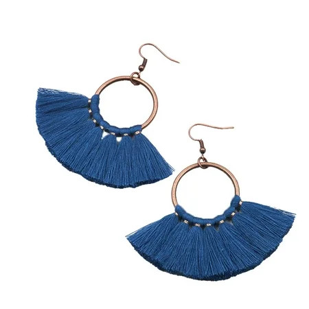 unattainy 1 Pair Statement Bohemian Tassel Earrings Ear Dangle Stylish Fan Shaped Handmade Exaggerat | Walmart (US)
