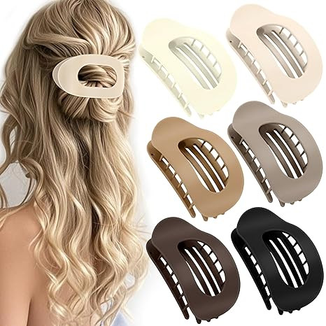 6 PCS Flat Hair Clips for Women and Girls,Matte Flat Claw Clips, Durable French Hold Barrettes fo... | Amazon (US)